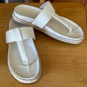 Joie Creamy White faux Leather Espadrille Thong Sandals